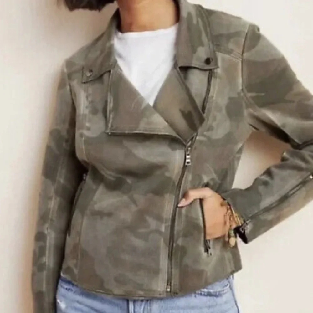 Anthropologie Marrakech Faux Suede Camo Moto Jacket XS